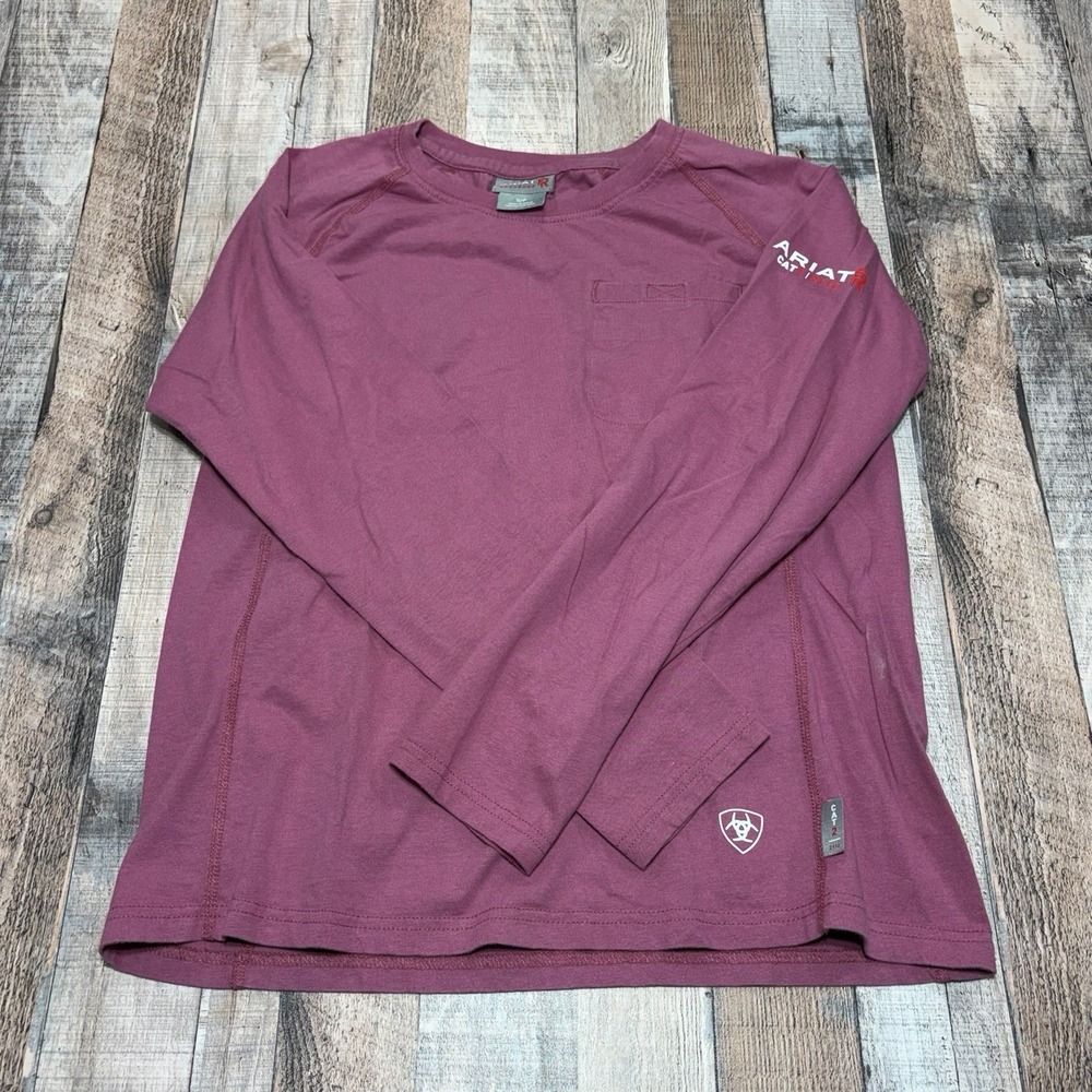 Ariat FR CAT 2 Long Sleeve Work Shirt Men's Small Purple Flame Resistant Pocket